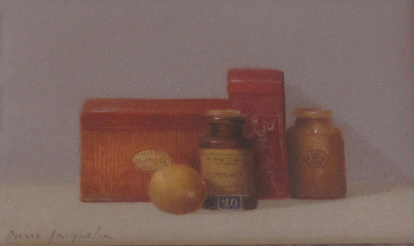Nature morte aux boites rouges et oranges
