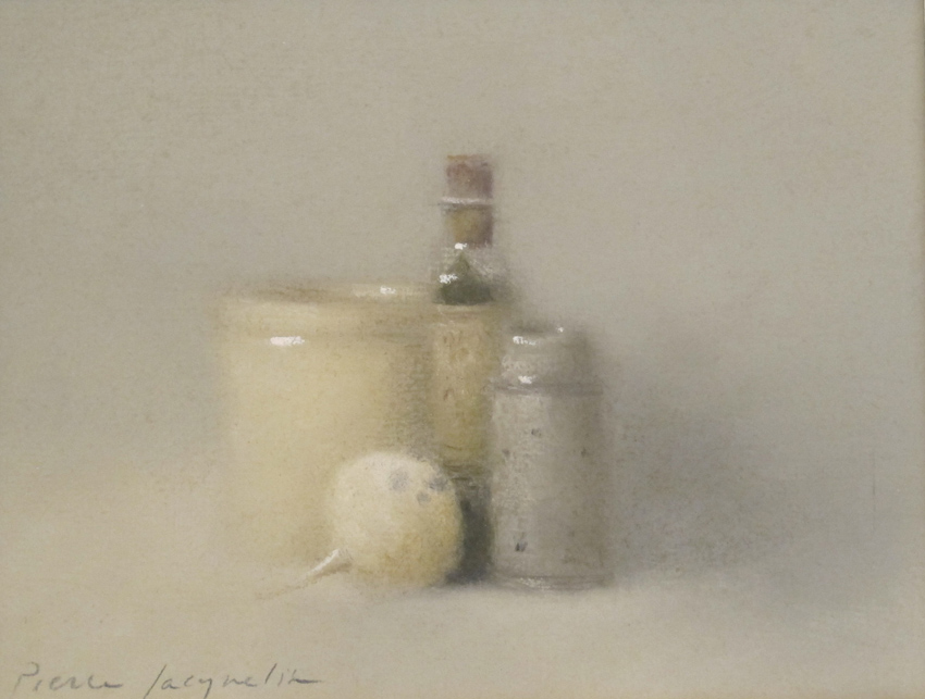 Le pot jaune et petite bouteille