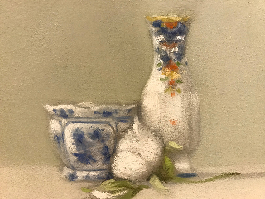 Rose et céramique