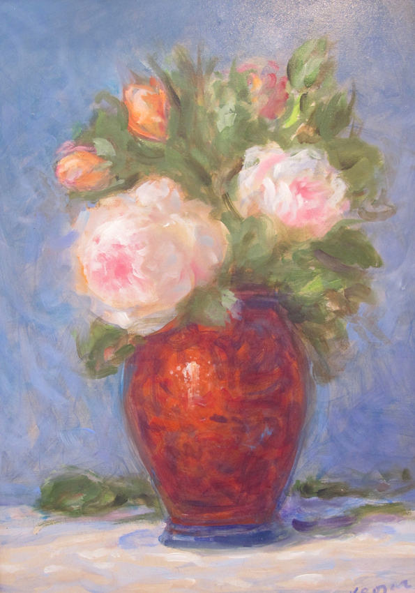 Bouquet au vase rouge